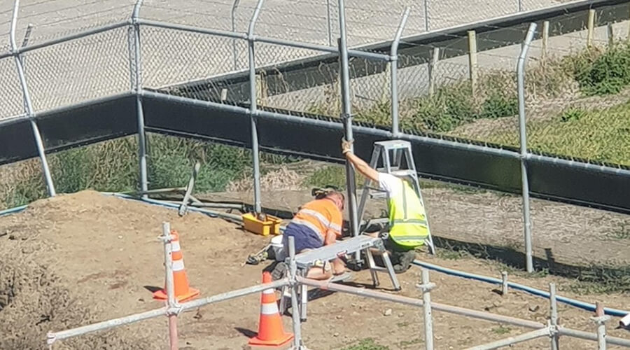 Installation of a new windsock pole.